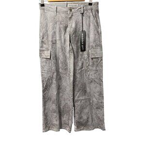 Madden Girl Distressed Gray Cargo Pants Junior Sz 1 Loose Fit Snake Print Textur